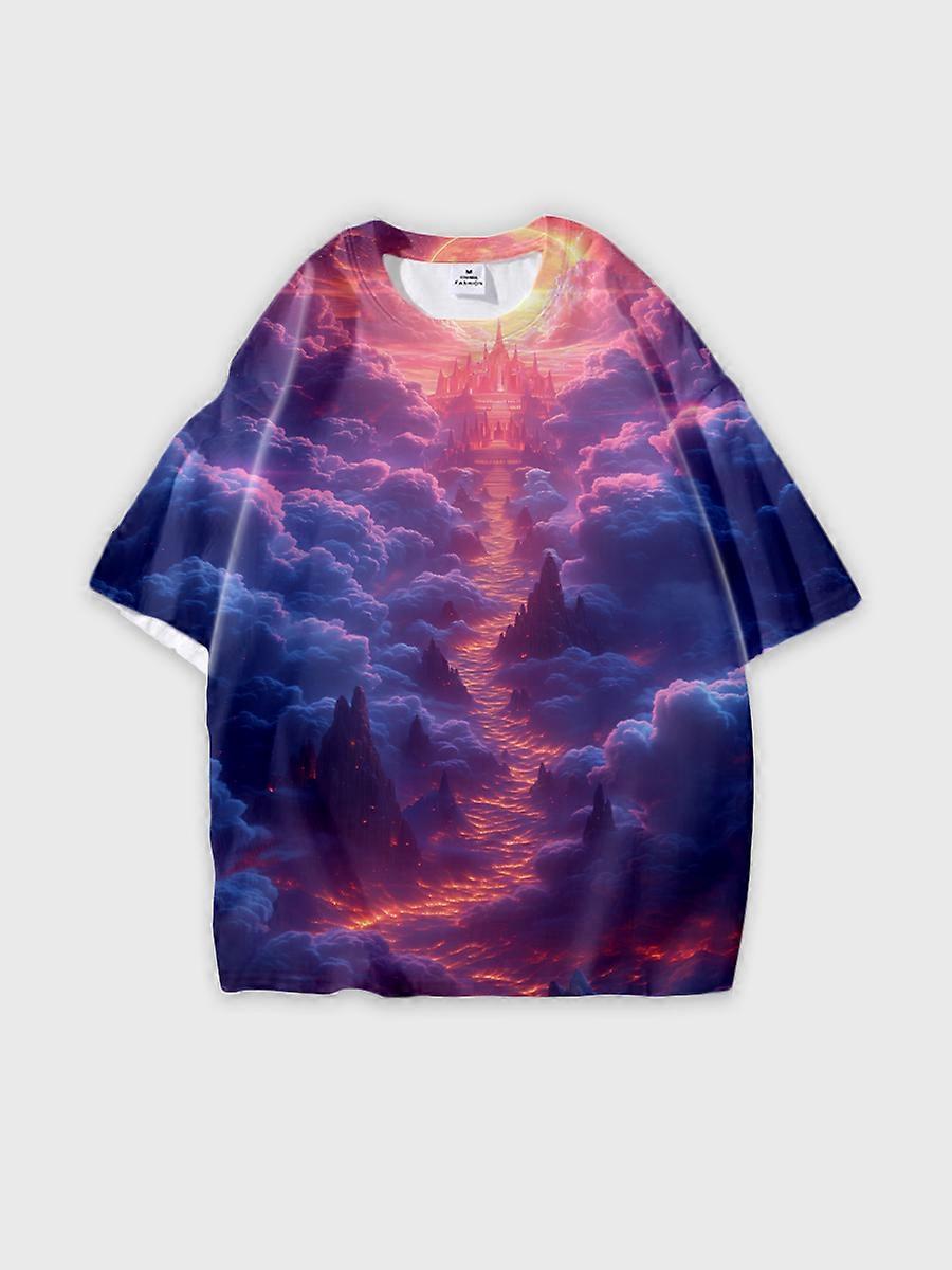 T-shirt round neck Pattern loose short sleeve B653