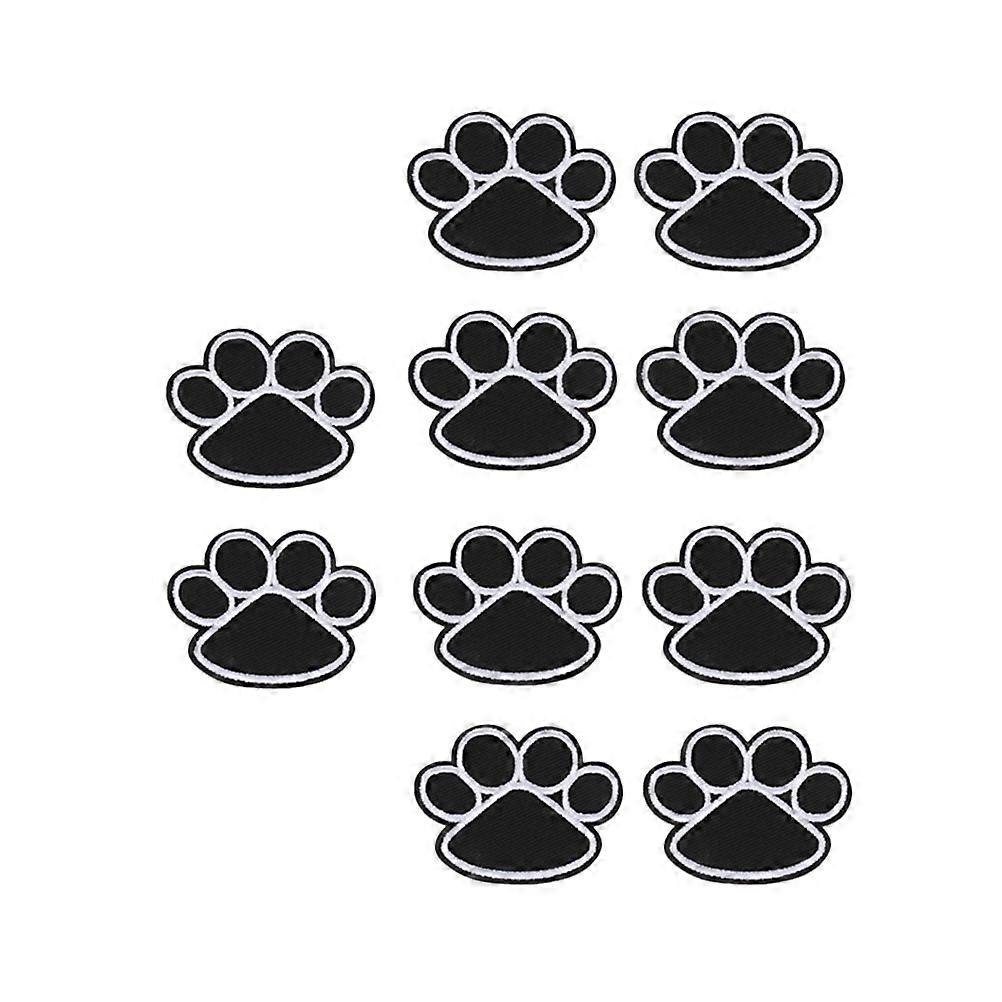 Dog Iron On Patches Emphasizing 10Pcs Paw Shape Embroidered Appliques For Clothing And Bags Perfect For Personalization And Repair