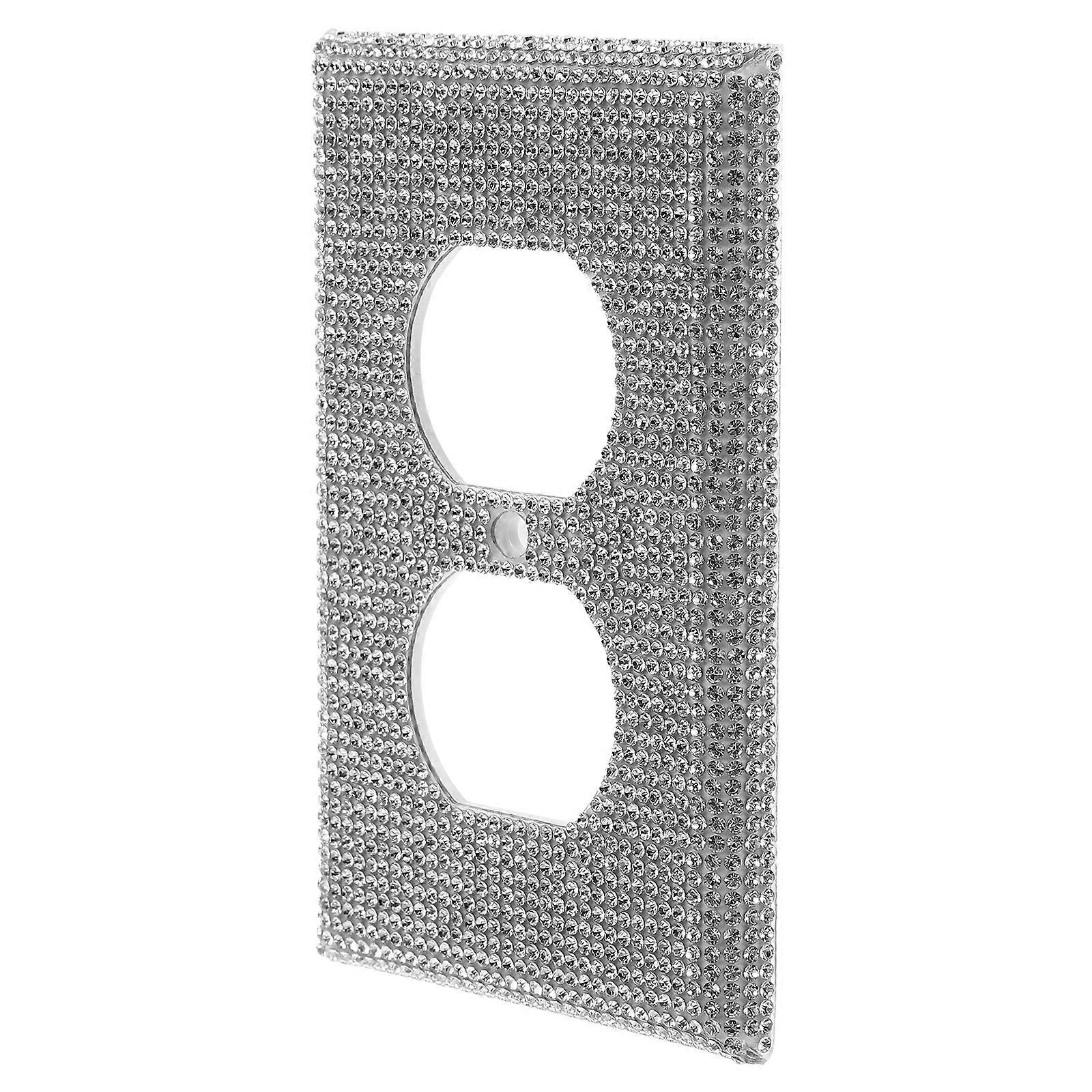 Shiny Decorative Socket Panel with Zircon Diamond for Wall Sockets in Silver Color 2Hole Design