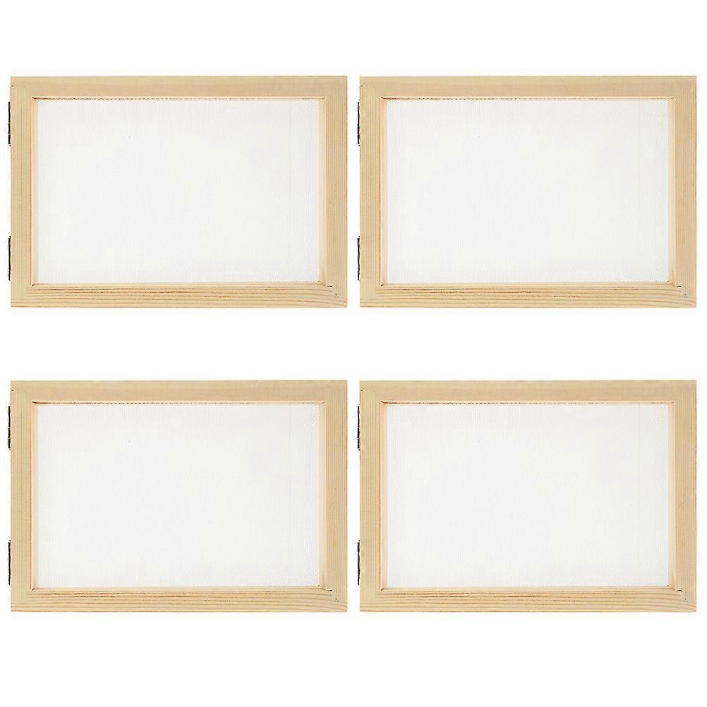 Wooden Paper Making Screen Kit, DIY Handmade Paper Craft Frame for Kids, 4pcs Multi Color 7" x 5" Mould Set