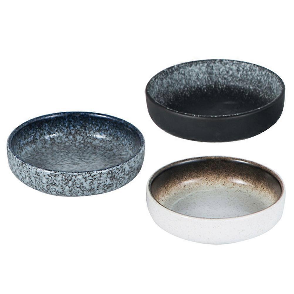 Small Ceramic Dipping Bowls 3Pcs Assorted Color Snack Serving Dishes Refrigerator Safe Round Shape Dish For Barbecues