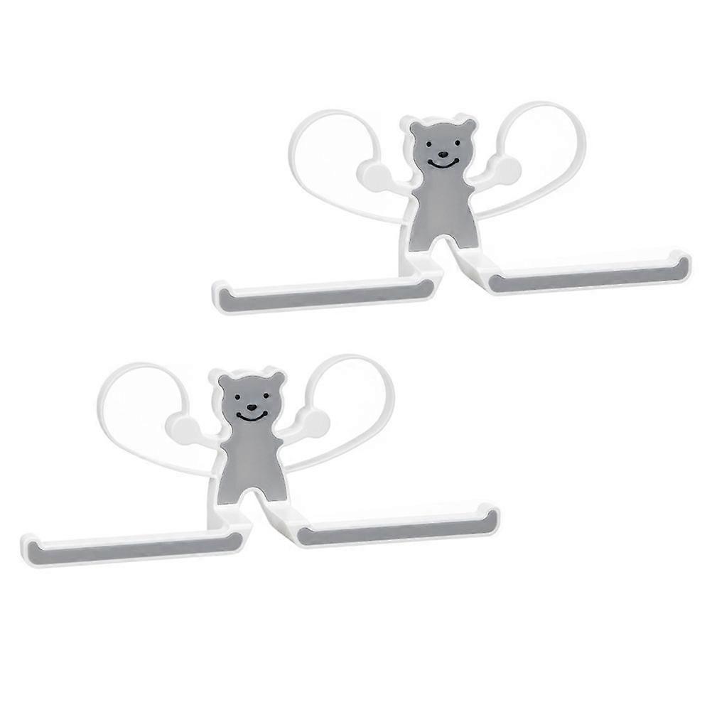 Grey Punching Free Towel Rack 2Set For Homeowners Bathroom Towel Organization Modern Style
