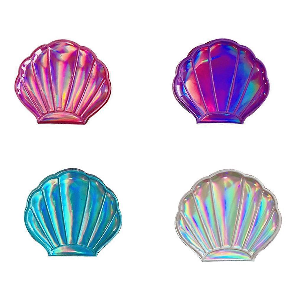 Compact Travel Mirror Double Sided Shell Shape Pu Cover Practical And For Women 1Pack