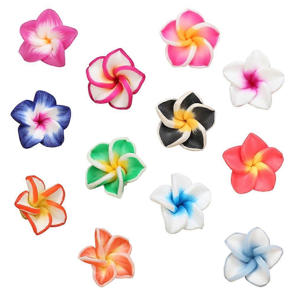 Hawaii Inspired Polymer Clay Plumeria Flower Clips for Decoration Assorted Color 15mm