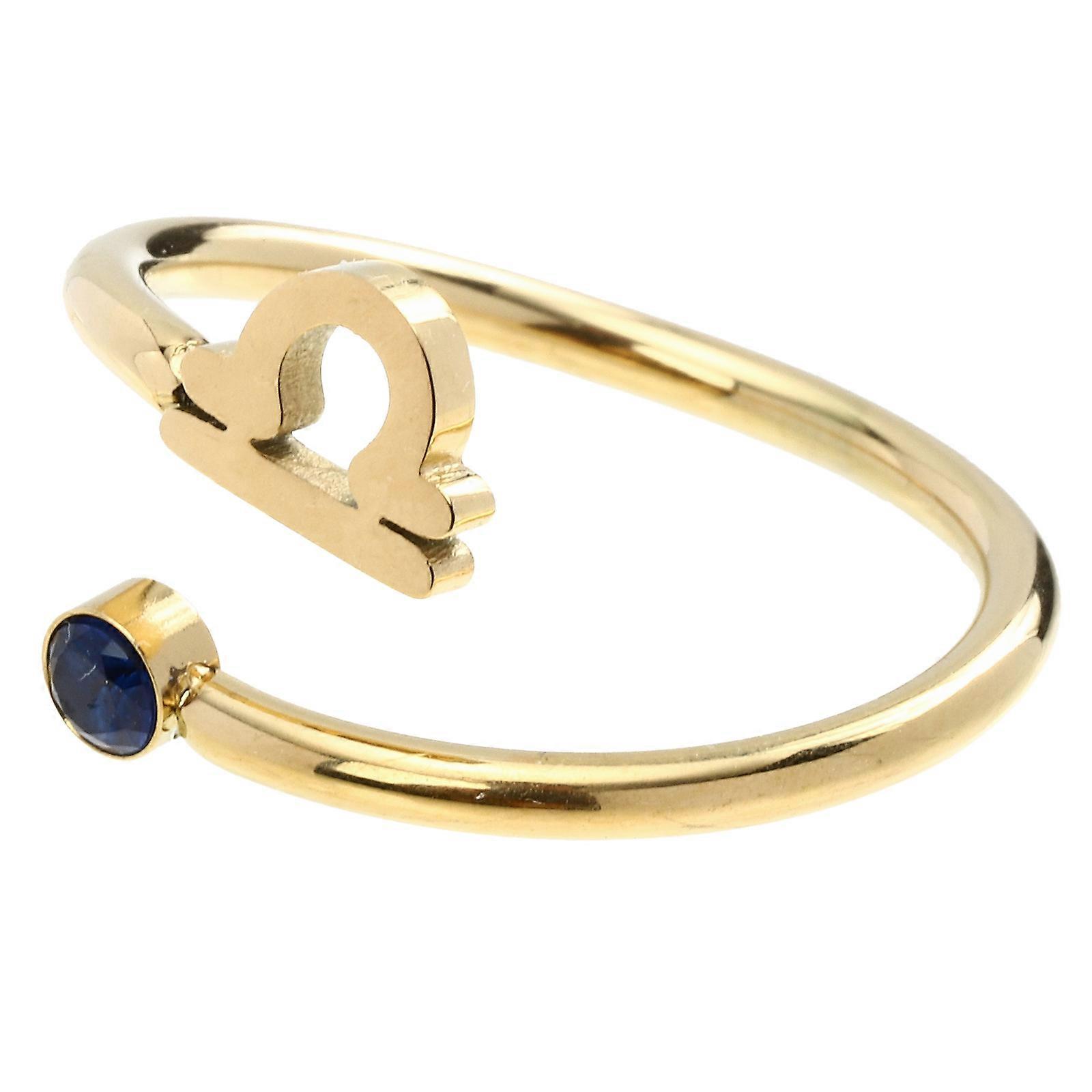 Adjustable Open Ring for Women Decorated with Shiny Zircon in Golden Color One Size Fits Most