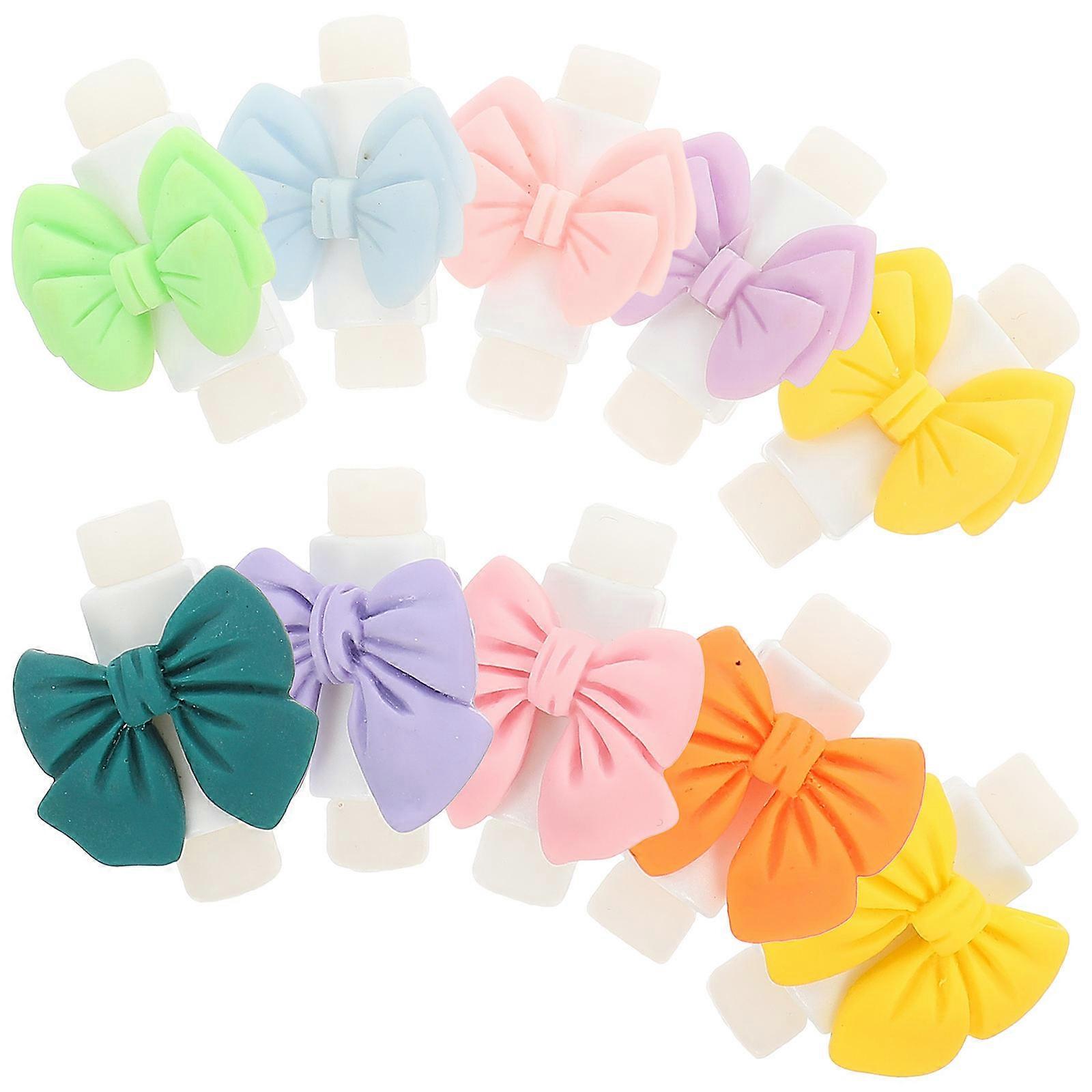 Cable Protector Cute Bowknot Data Cable Home Office Use Plastic Material Protects from Fraying 10Pairs