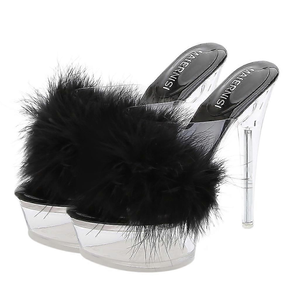 Cute Heels For Women Party Summer Occasion Size 40 Fluffy Slippers 1 Pair