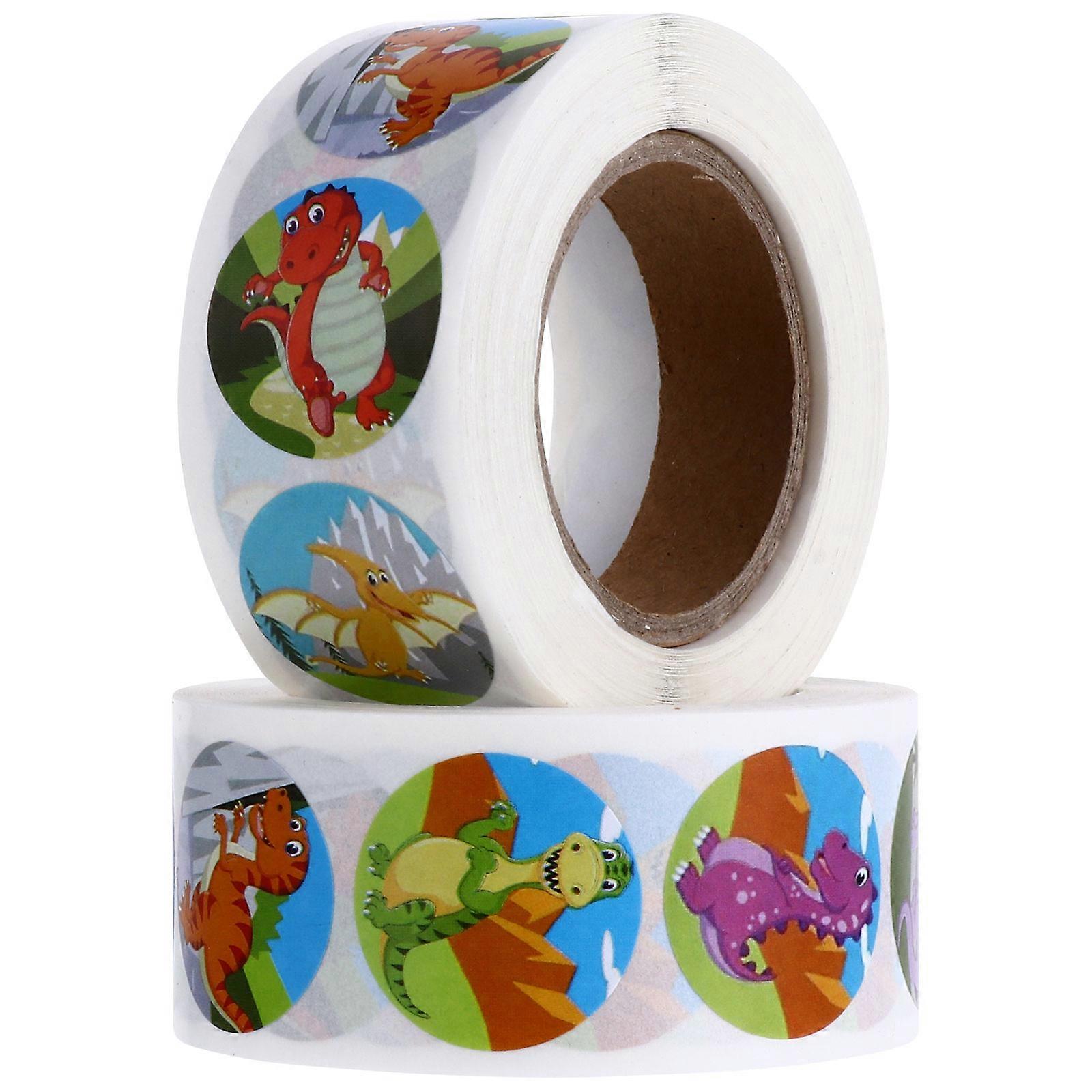 2 Rolls Cartoon Dinosaur Stickers for Gift Wrapping, Candy Bags & Boxes – Strong Adhesive Decorative Labels