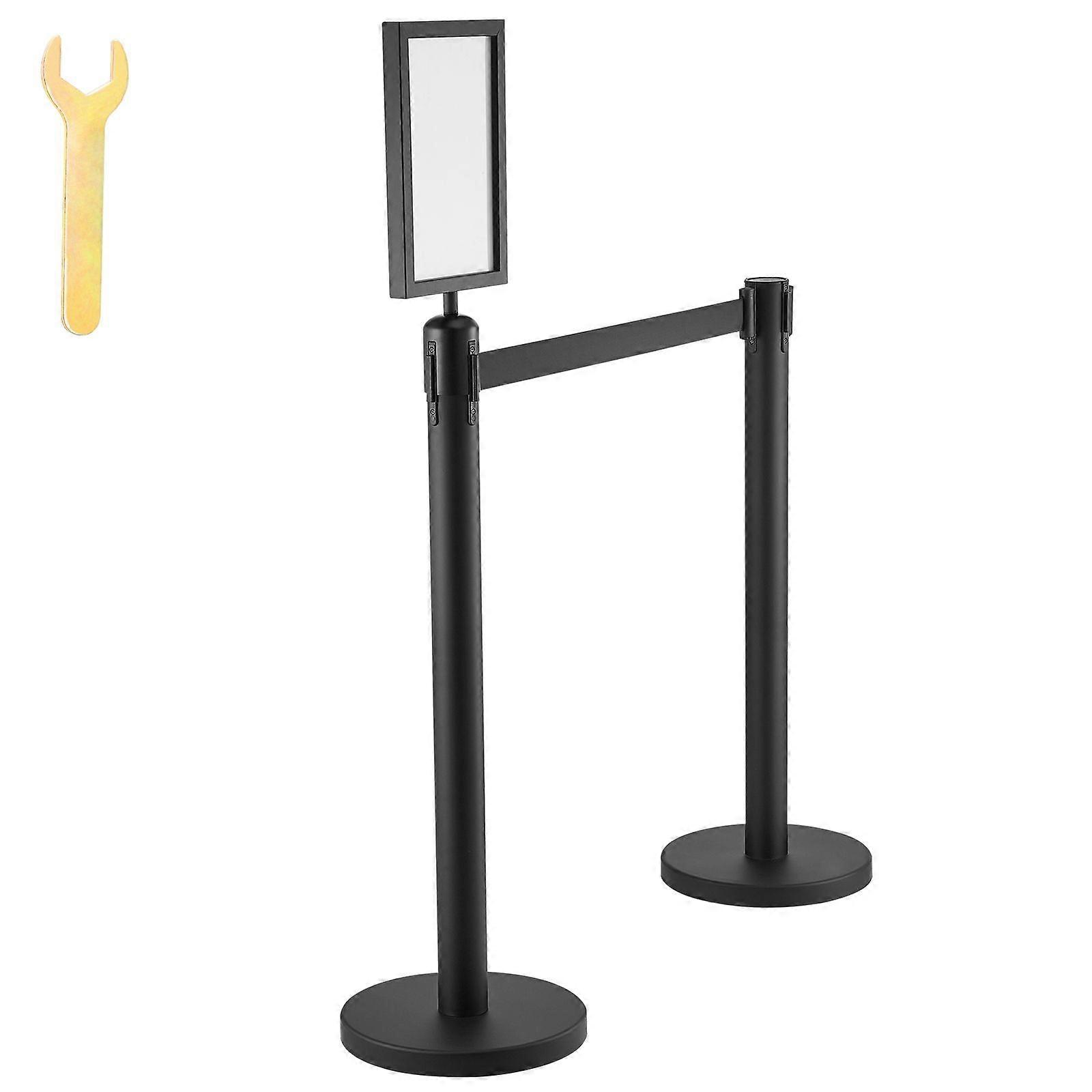 Crowd Control Stanchions, 6-Pack Crowd Control Barriers,  Queue Post with Sign Holder & 3PCS 6.5FT Retractable Belt