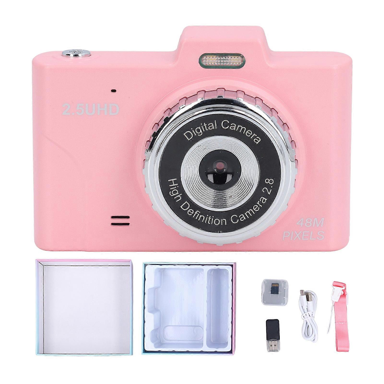 Teens Camera 1080P High Definition CCD Dual Lenses Compact Small Vintage Camera with 2.8 Inch Tft Screen Pink