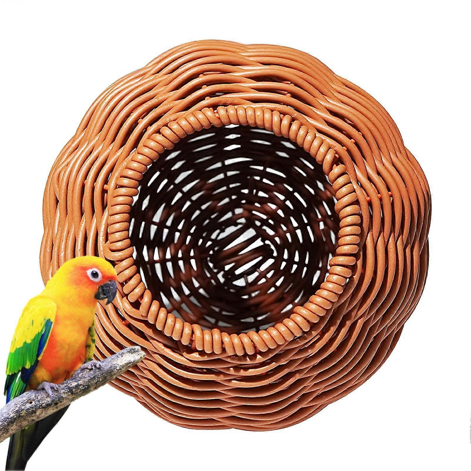 Rattan bird nest, hanging rattan house, handmade, stable design, 15x16 cm, brown.