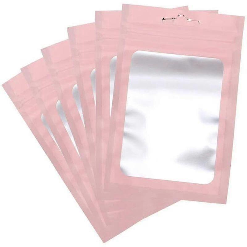 100 Pcs Foil Pouch Bag Resealable Mylar Ziplock With Clear Window(9 X 12cm)