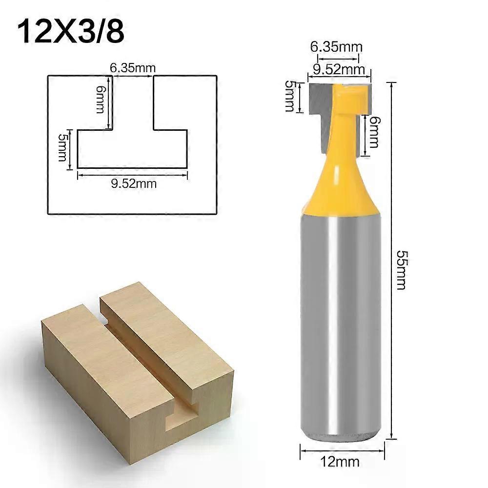 2pc 12mm 1/2 inch Shank T-Slot Cutter Router Bit Set Key Hole Bits Hex Bolt T Slotting Milling Cutter for Wood Woodworking Tool