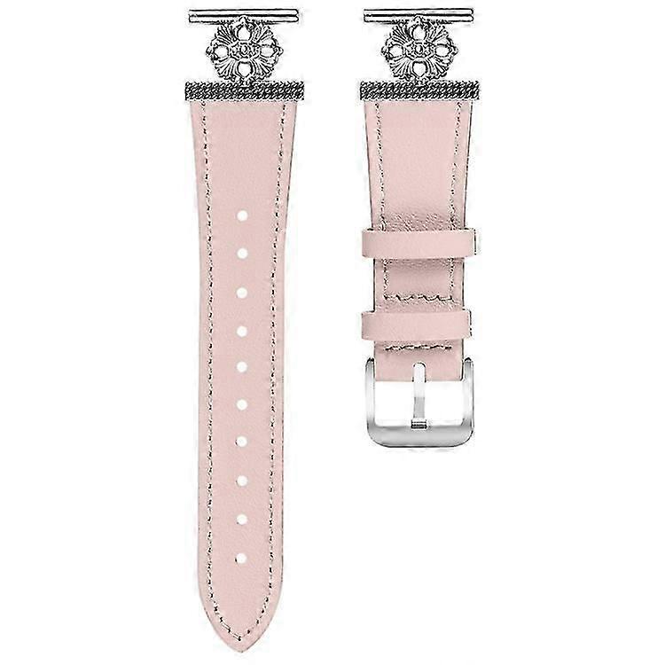 متوافق مع Huami Amazfit Bip 3 Pro / Bip 3 Watch Band جلد بقرة أصلي ديكور زهرة حزام قابل للتعديل