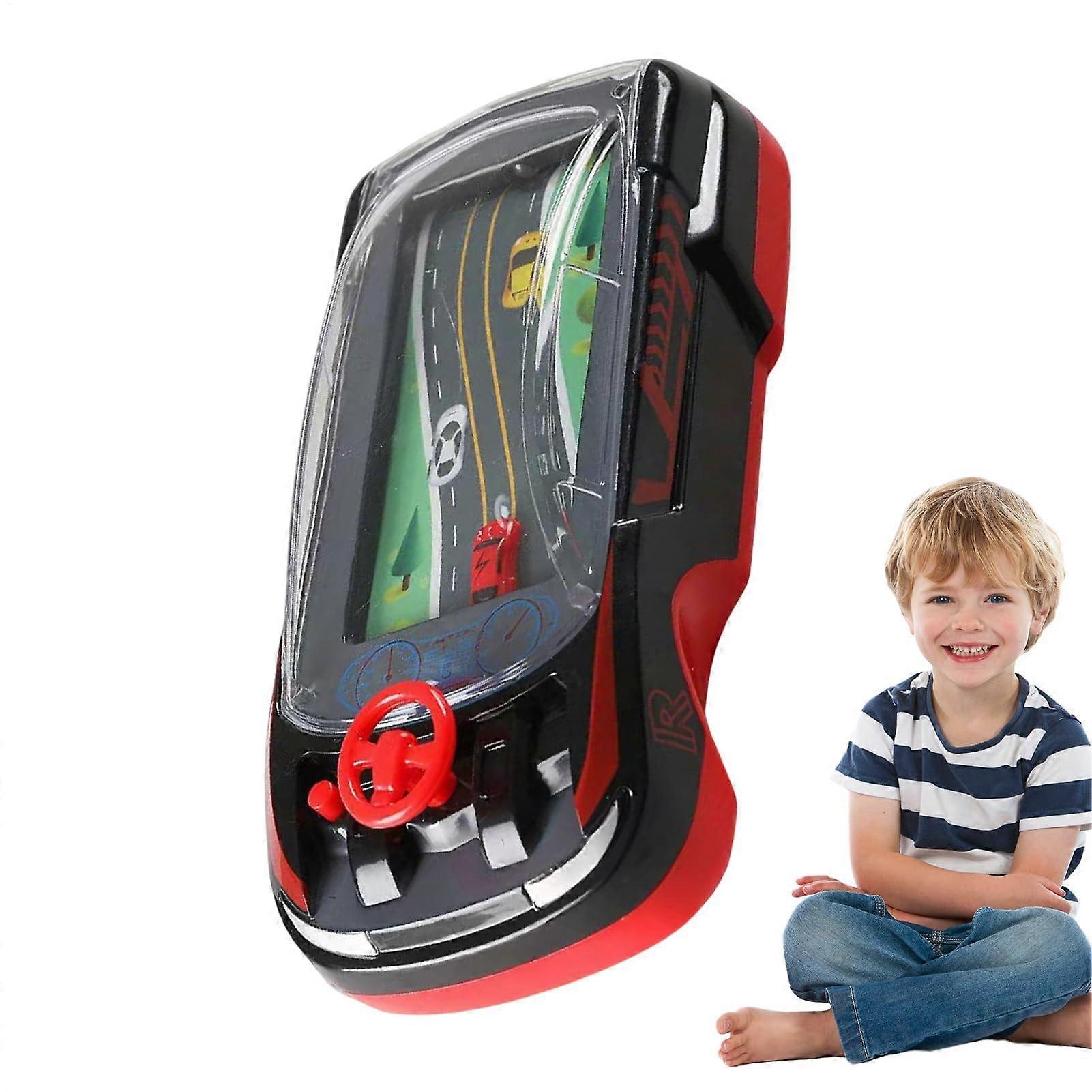 Handheld Racing Game Console, Interactive Driving Simulator, Realistic Steering, Portable Travel Entertainment, Black