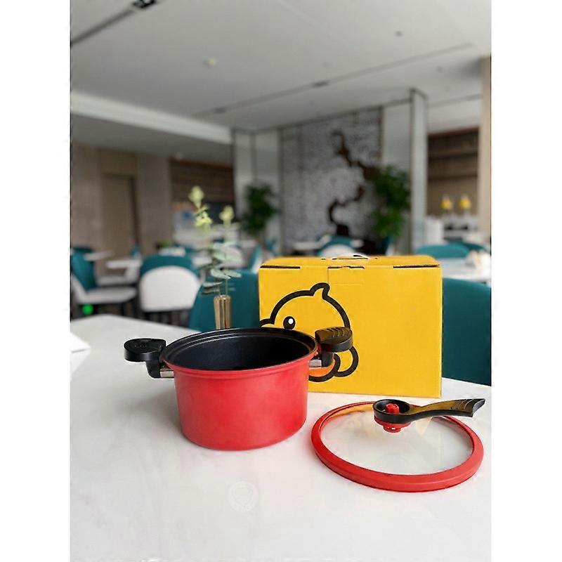 3.5L Yellow Duck Induction-Compatible Stew Pot with Clear Lid