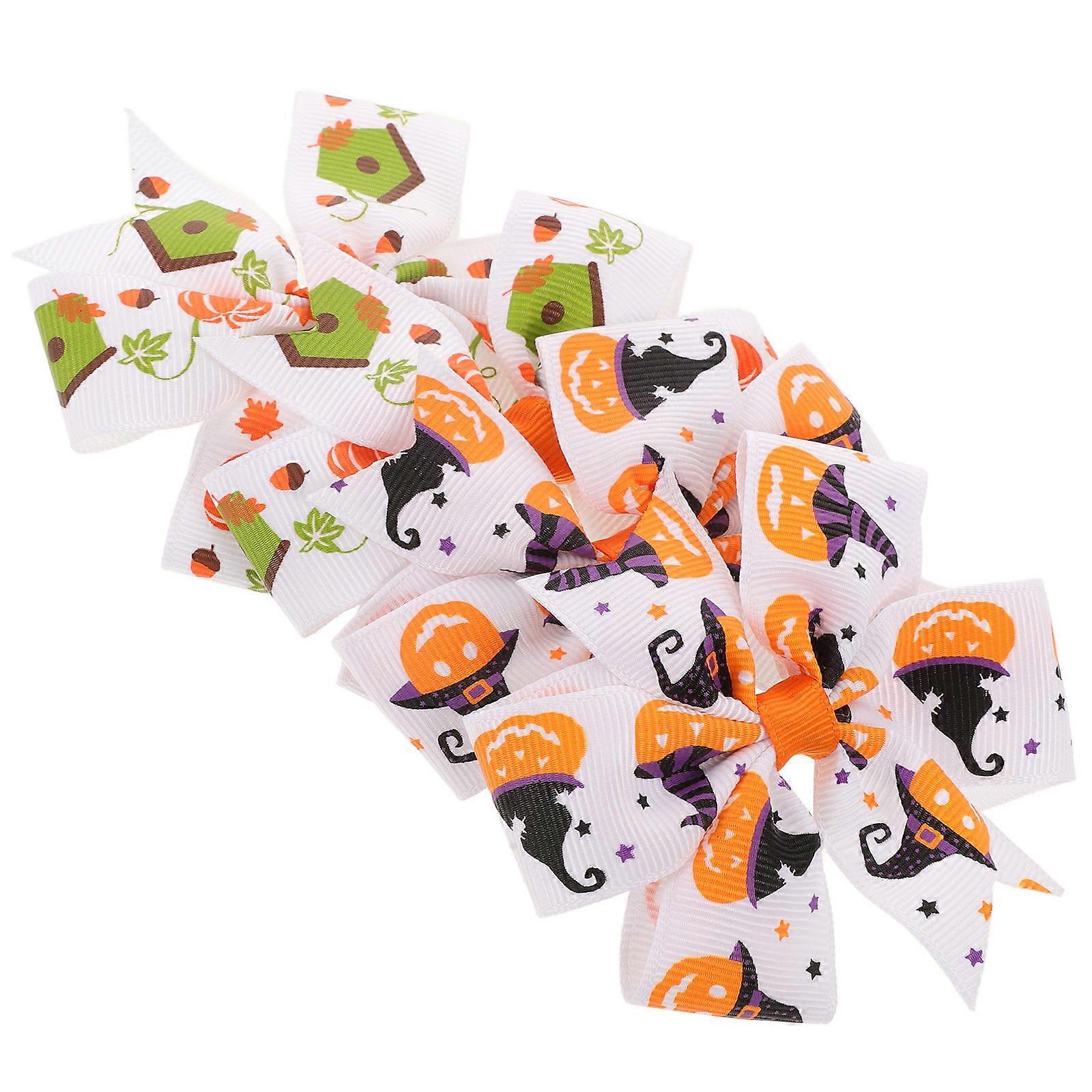Halloween Bow Hair Clips Assorted Color Easy-to-Use Clip 4Pcs