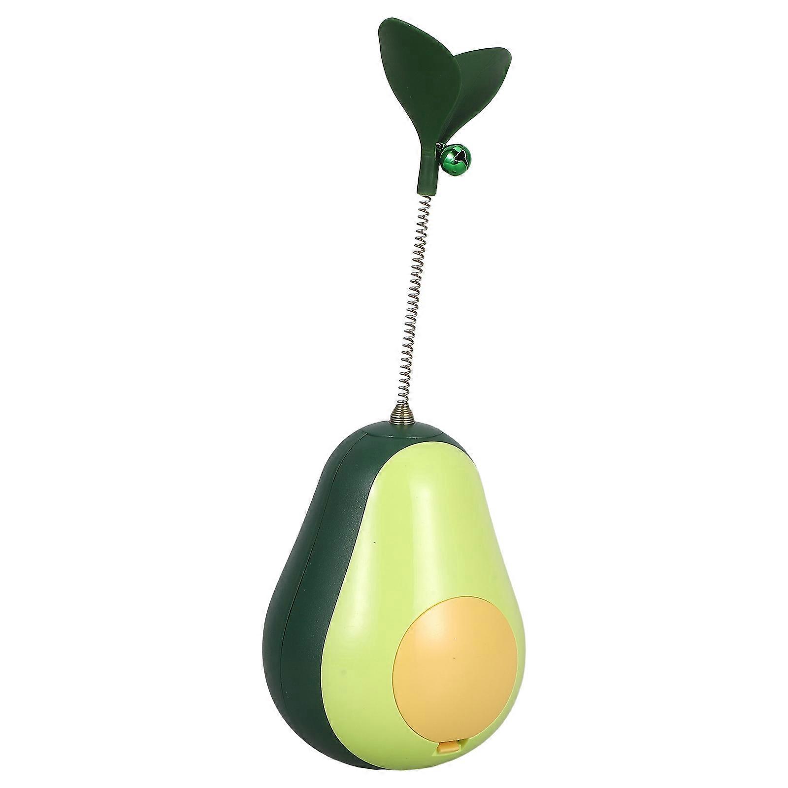Avocado Shaped Cat Treat Puzzle Feeder with Wobble Action & Teaser Wand for Indoor Play, Licking Fun, and