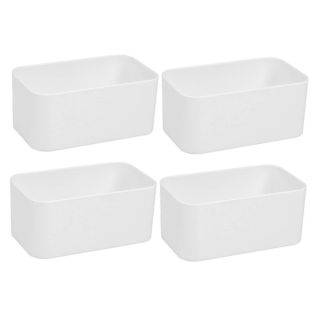 4-Pack Wall-Mounted Storage Boxes Multifunctional Organizer for Bathroom and Living Room Easy No-Drill Installation Elegant White