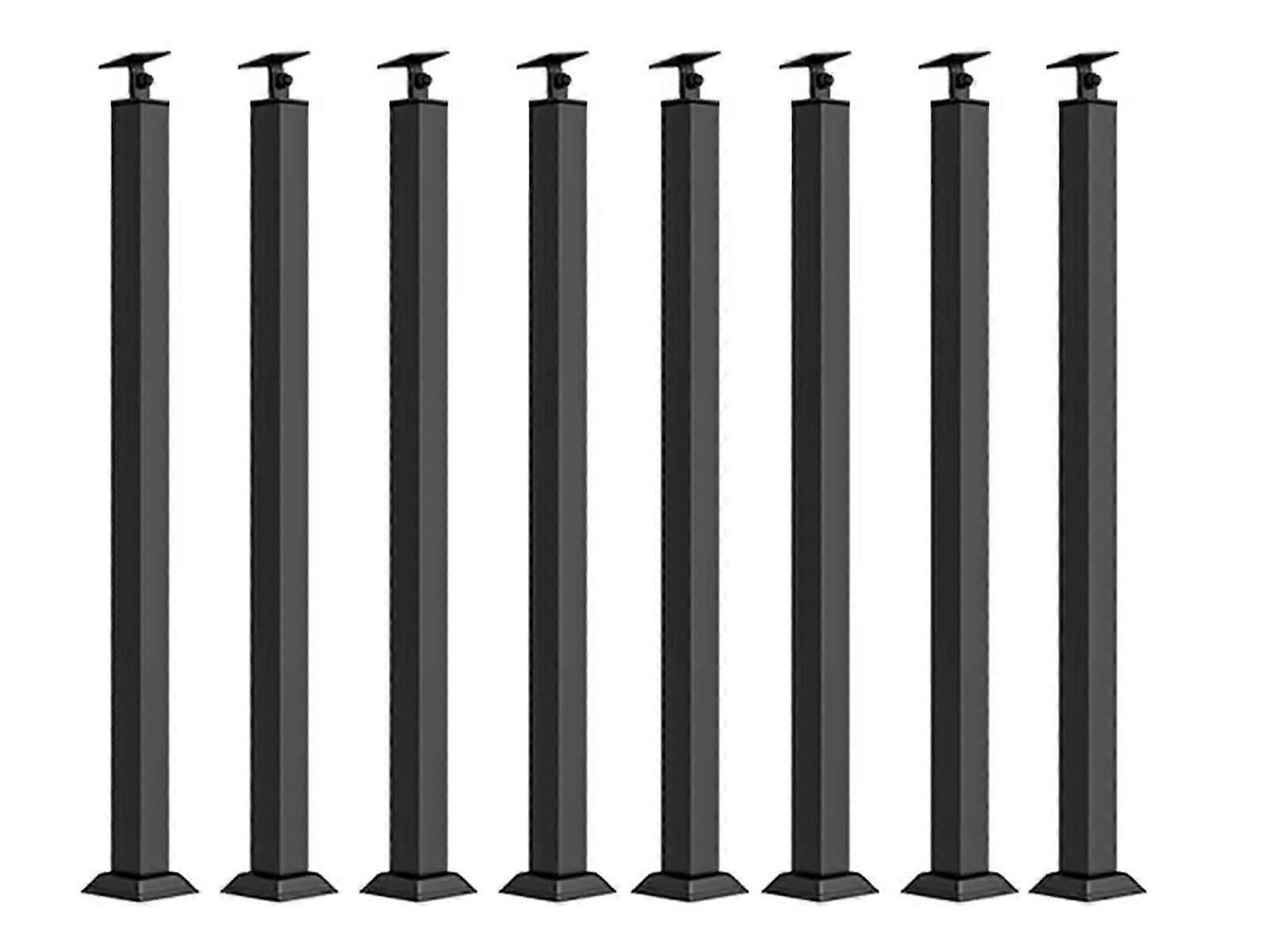 90cm Stair Rail Post Black With Adjustable 270-Degree Bracket, Railing Post Kit With Screws, 8-Pack