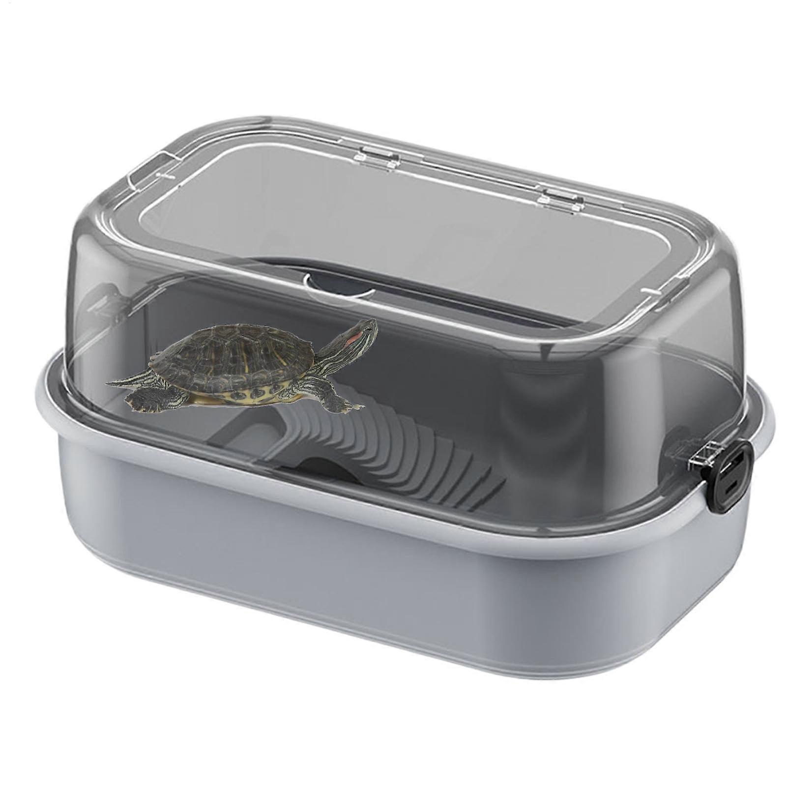 Turtle Habitat Tank Set, Full View Water Turtle Starter Kit, Bask Stage, Floor Drain, Multifunction Area, Pet Supplies for Small Reptiles