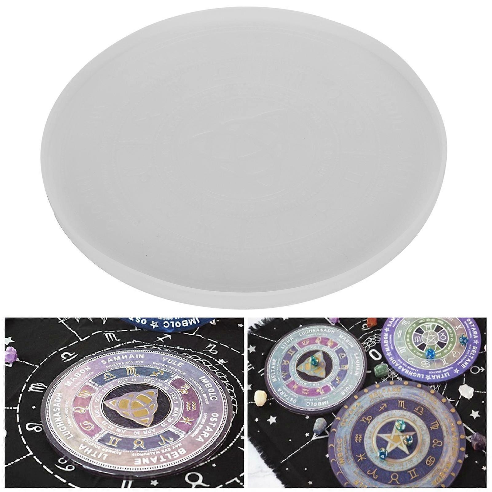 Silicone Mirror Mold Divination Mat Tray Constellation Compass Decoration DIY Resin Epoxy Tool(Round Triangle Star SXTP02 )