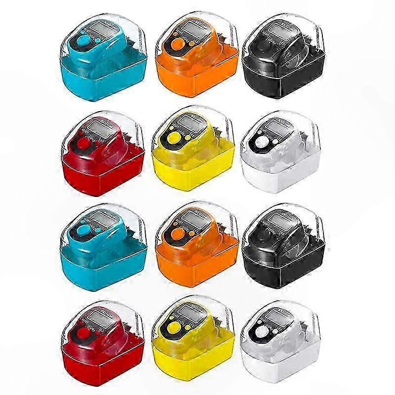 LED Digital Finger Counter 12-Pack, 5-Digit Clickers with Carry Ring, Portable Handheld Counting Tool, Colorful LED Display