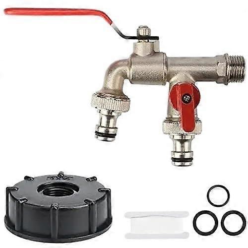 Tank Accessories Adapters Dual 1/2-Inch Threaded Connector, Tank Faucet Replacement Valve, Red