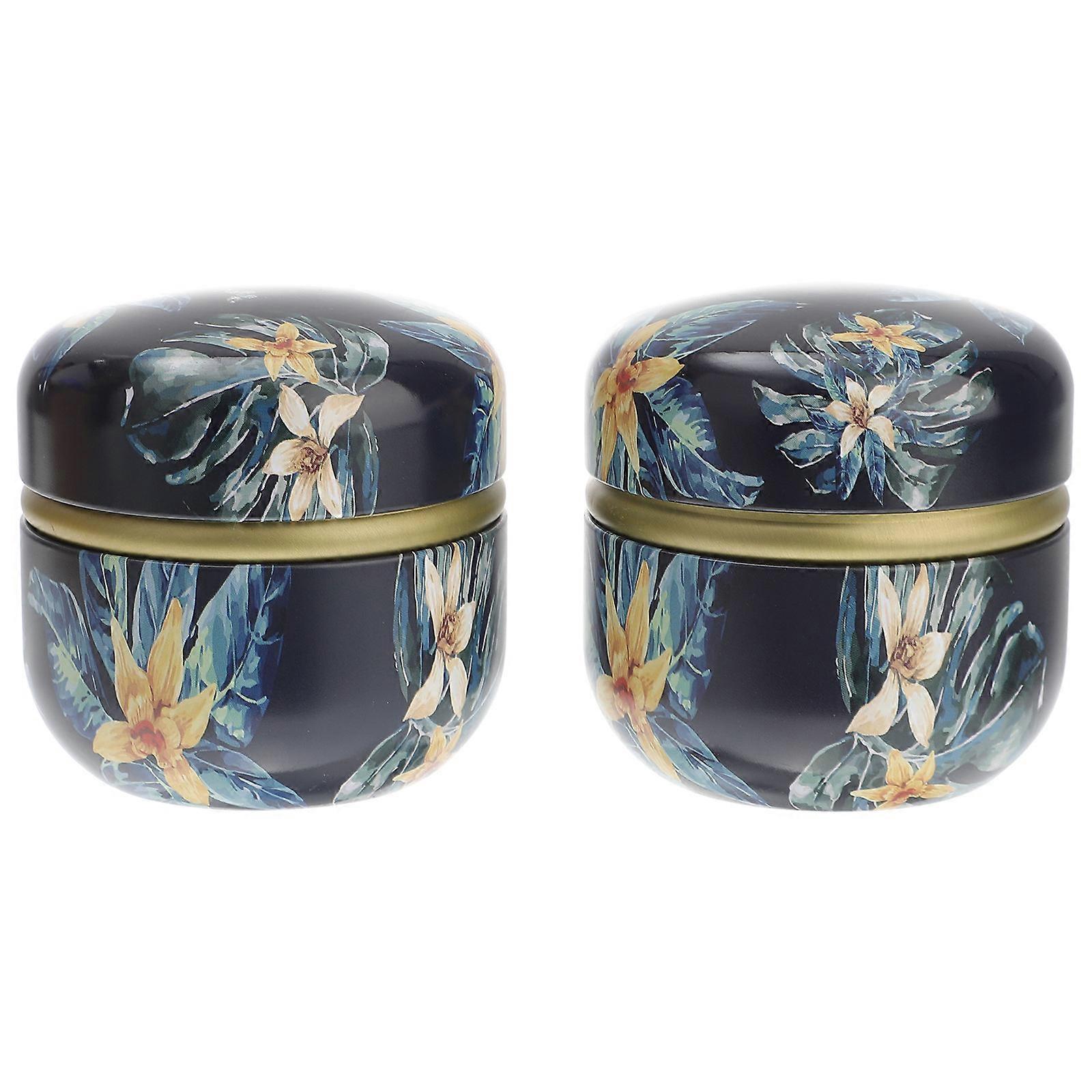 Tea Canister Green Iron for Storage 2Pcs Portable Pack