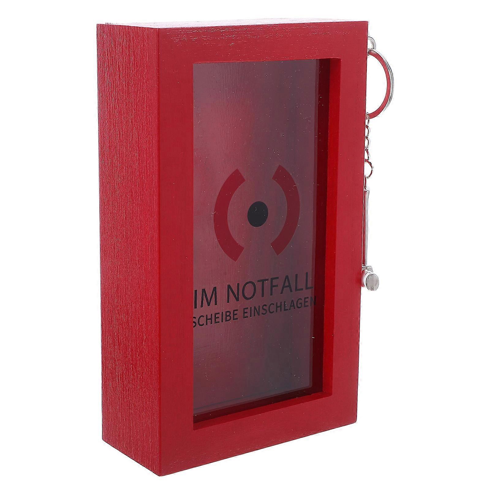 Red Wooden Cash Box for Storage with Pull-Out Lid and Transparent Window