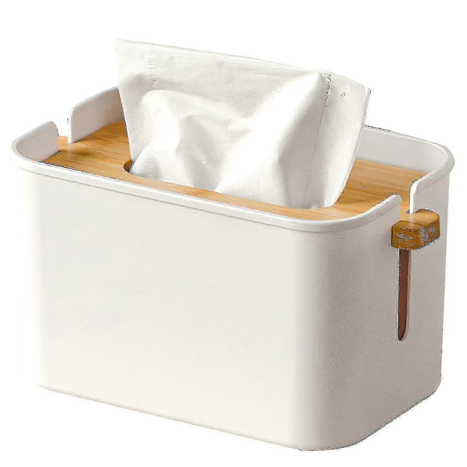 Rectangular Lifting Tissue Box with Wooden Cover Napkin Holder for Hotel Use