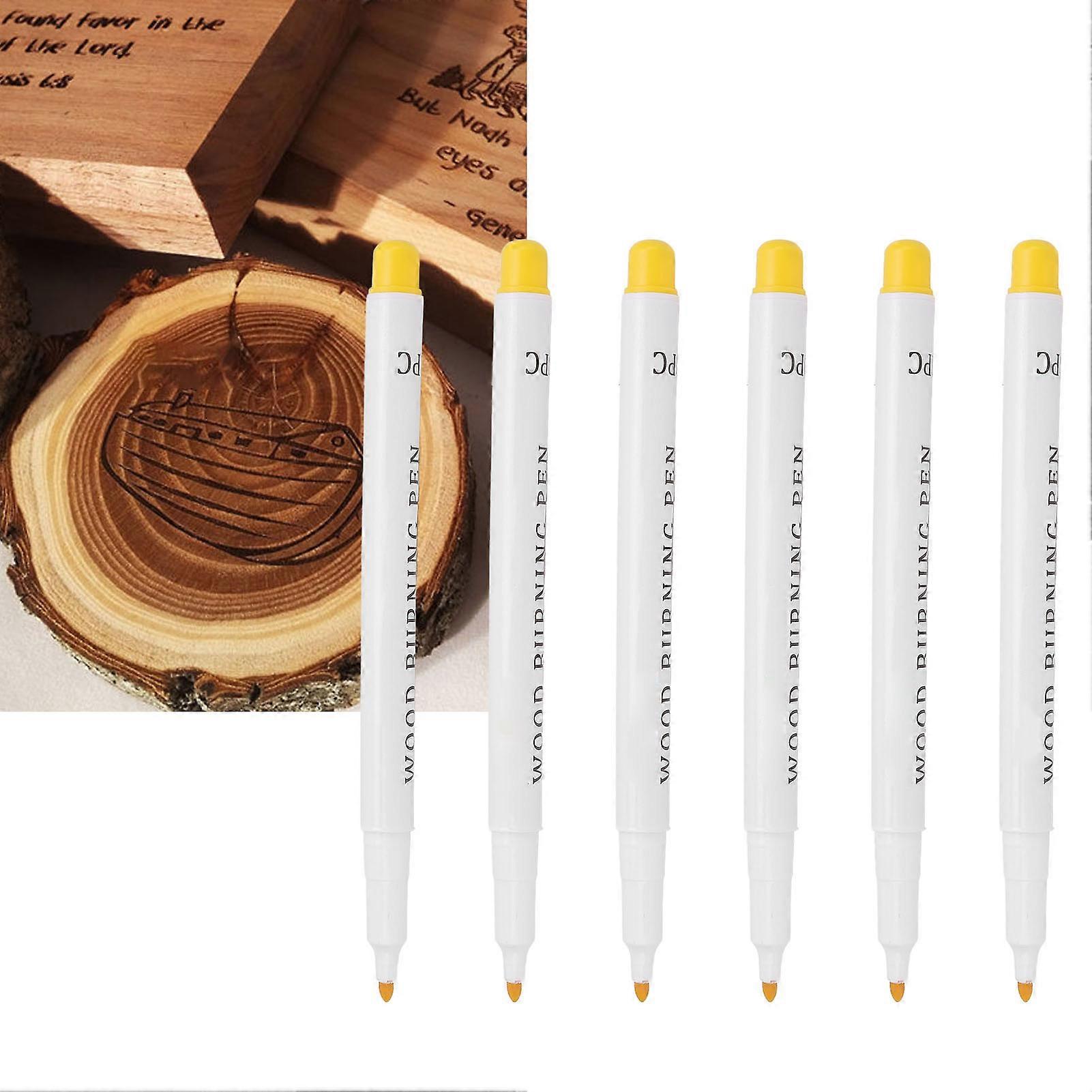 6 stk vedfyrt markørsett for pyrografi kunsthåndverk plast