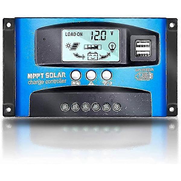 MPPT 100A 12V/24V Auto Focus Tracking Solar Panel Charge Controller With Dual USB Ports, LCD Display
