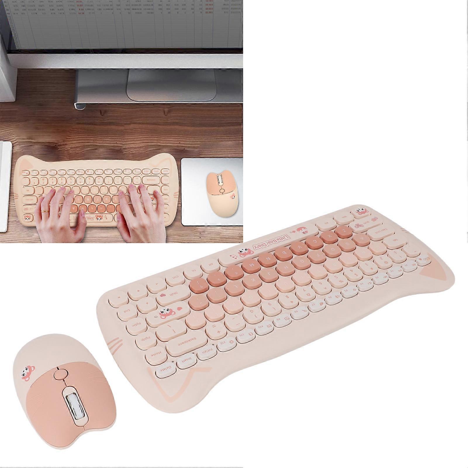 2.4G Wireless 84-Key Brown Keyboard & 4-Key Mouse Combo Set