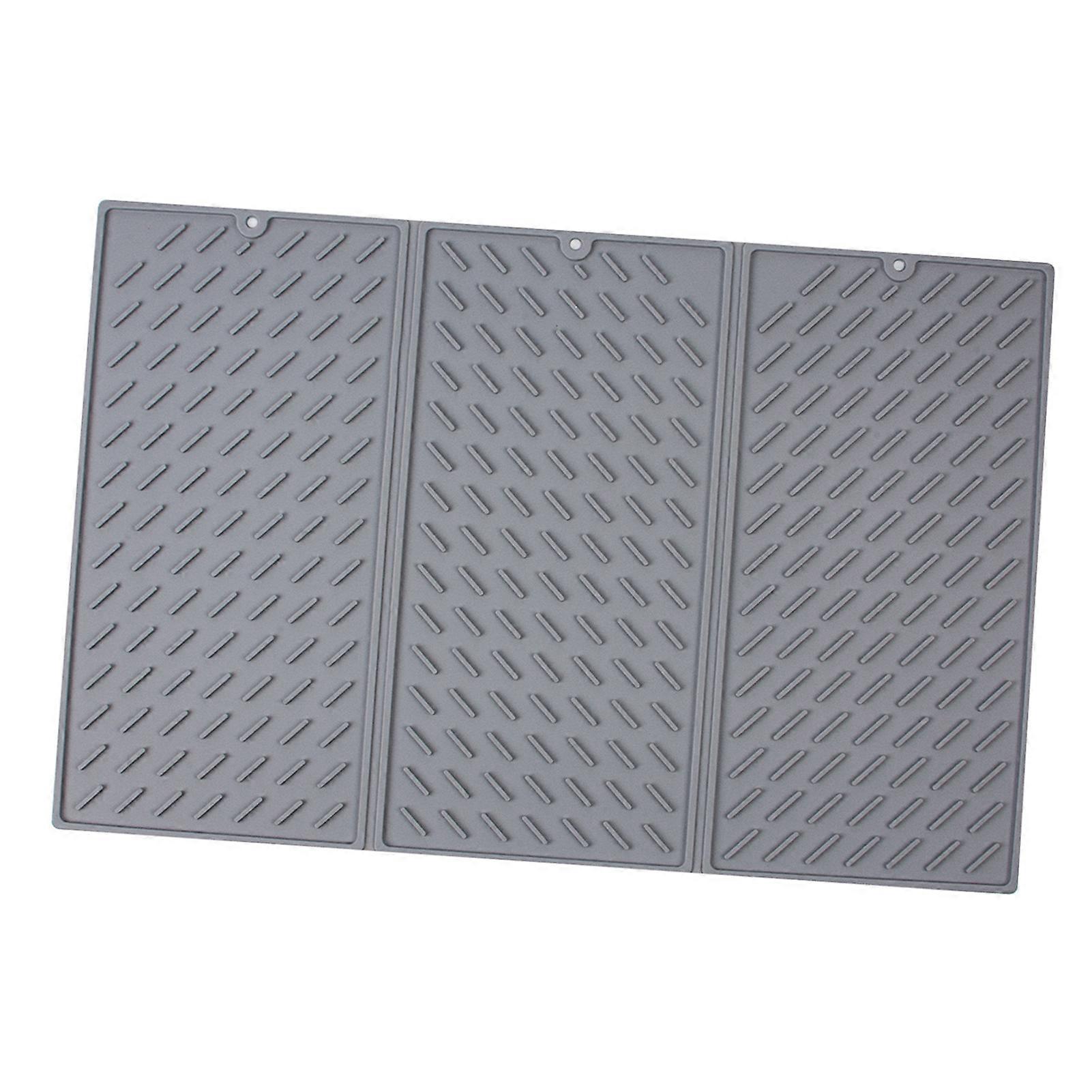 Silicone Dish Drying Mat 61.5x40cm Foldable Non-Slip Trifold