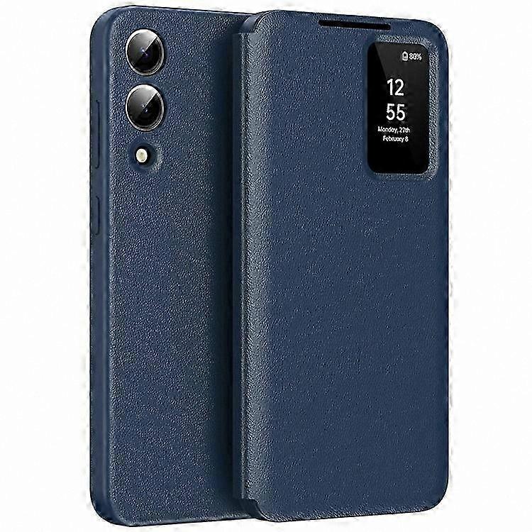 Leather Phone Case with Card Holder and Smart View Window for Galaxy S25 Edge