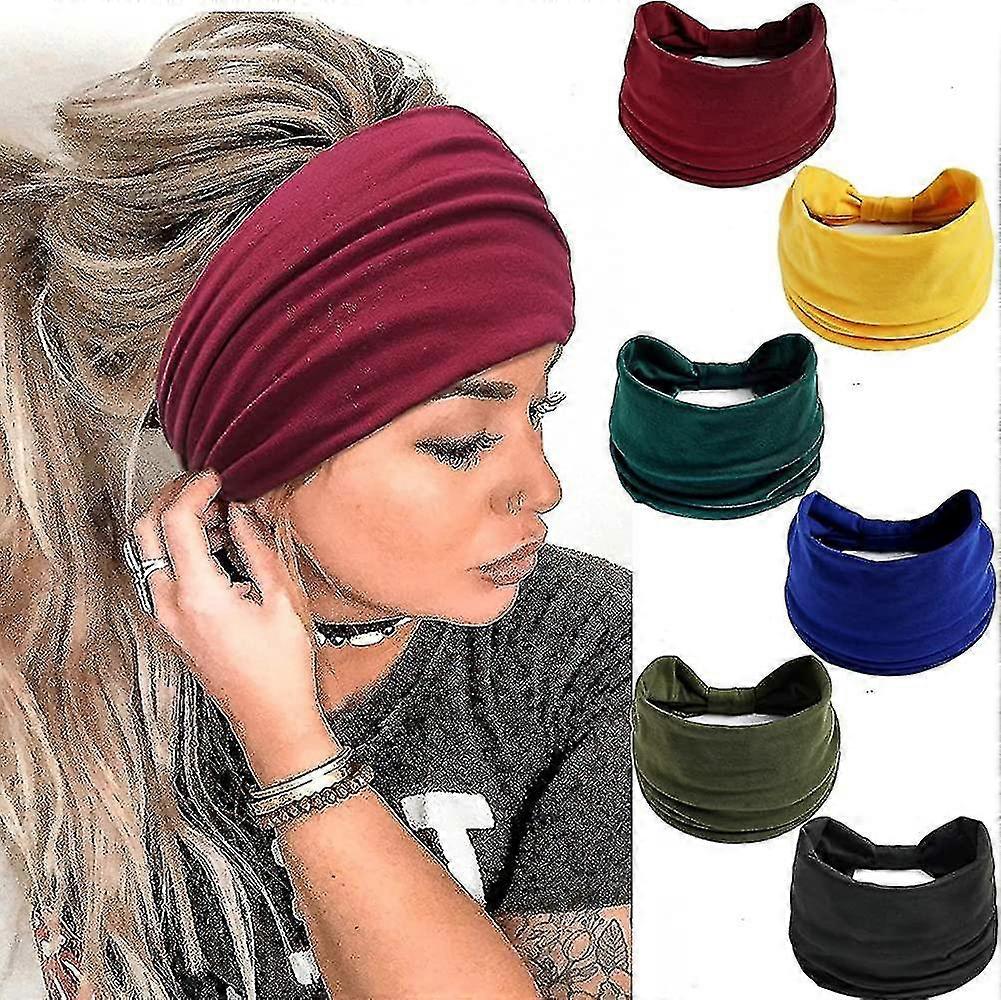 Ladies' Elastic Wide Twisted Hairbands, Made of Cotton and Polyester, 6 Colors for Multiple Scenarios