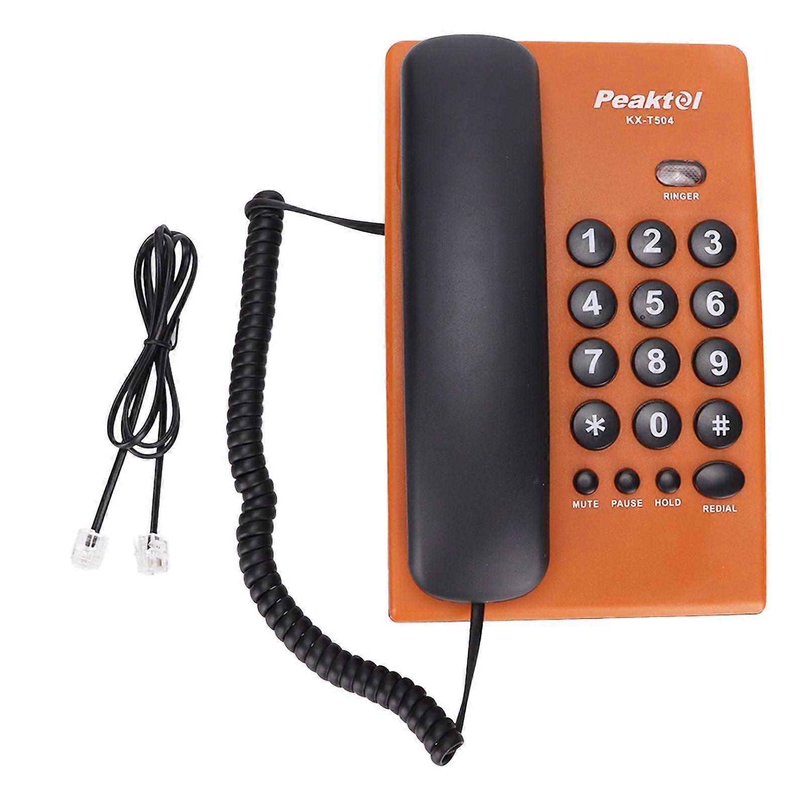 KXT504 Home Landline Multi Functional Battery Free Corded Telephone with Dual Magnetic Handset for Office Hotel(Orange )