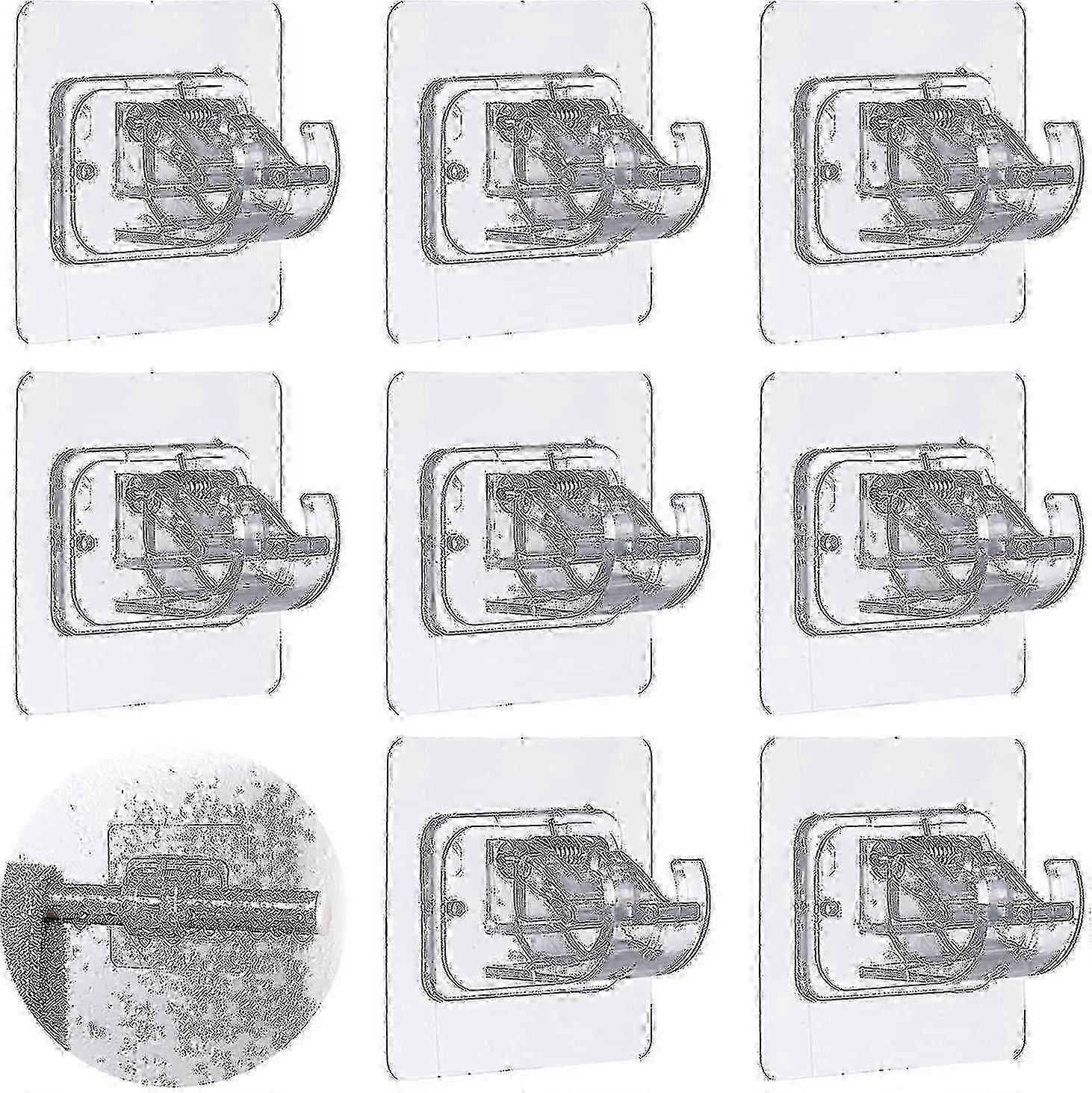 ستارة رود بدون حفر ، 8 قطع لاصقة ستارة رود حامل خطافات - WEI KE