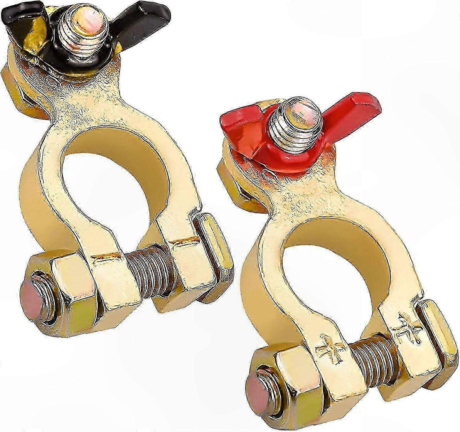 Heavy Duty Battery Terminal Clamps - Positive and Negative Connectors with Wing Nut for Cars, Vans, and Trucks, 1 Pair