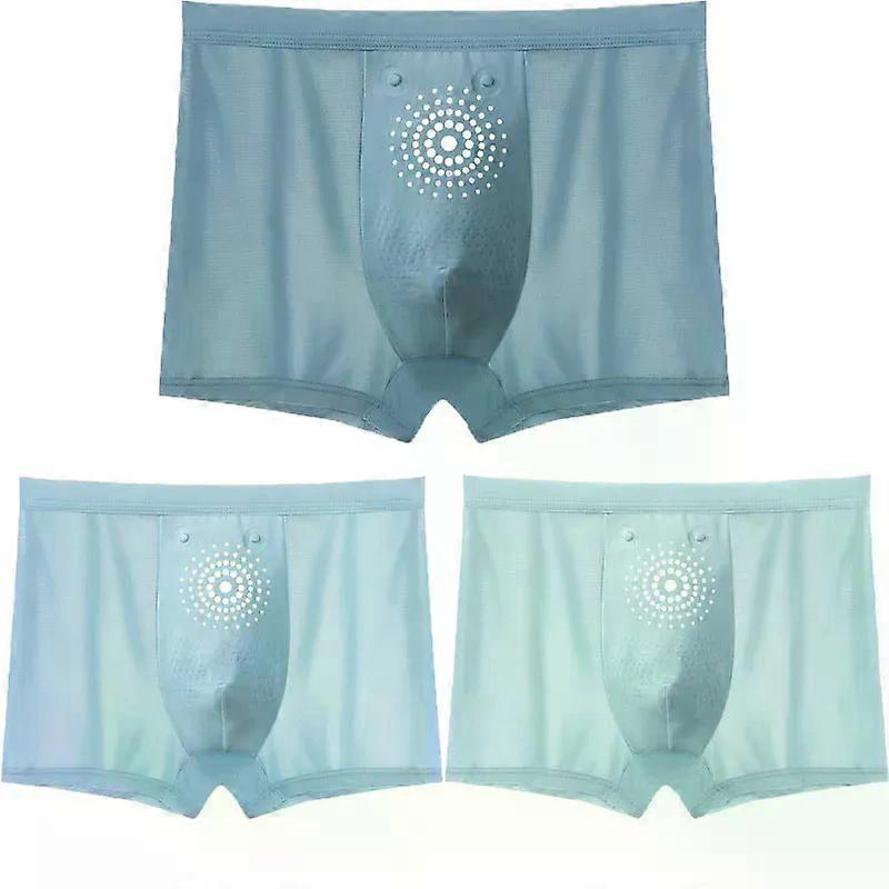 Men'S Ice Silk Panties Seamless Boxer Shorts Graphene Ial Magnetic Underwear For Men Size Large Breathable 3Pc