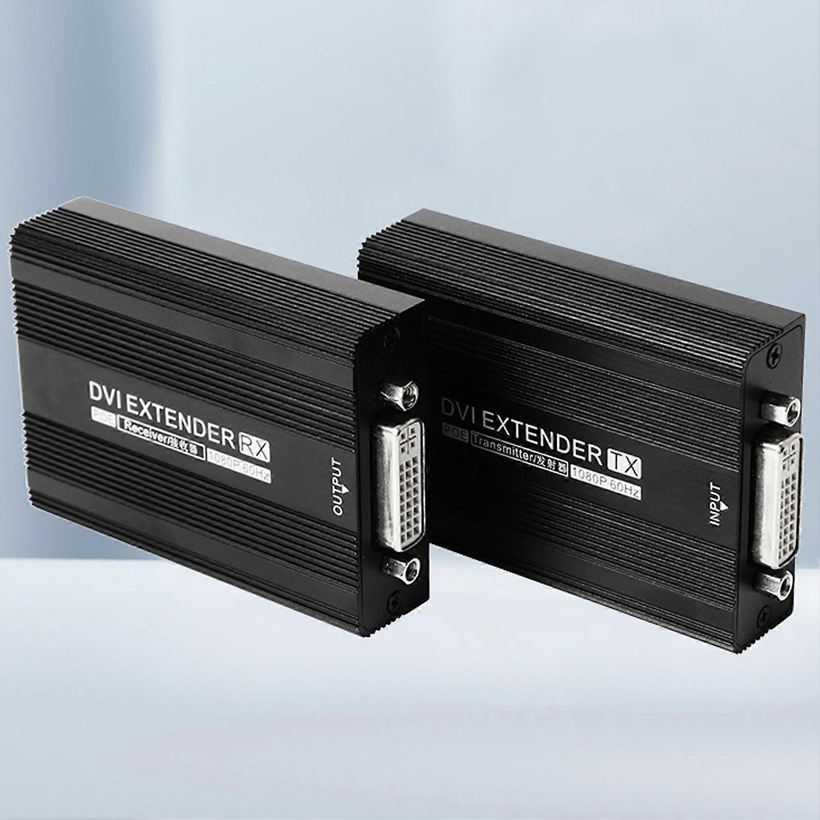 DVI Extender 1920x1080P At 60HZ POE Single Power Supply Plug and Play Video Extender 100‑240V EU Plug 