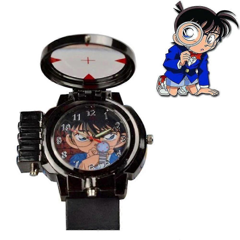 Quartz Watches Detective Conan Action Figures Can Launch Led Light Tag Detective Watch Kid Gift Toy