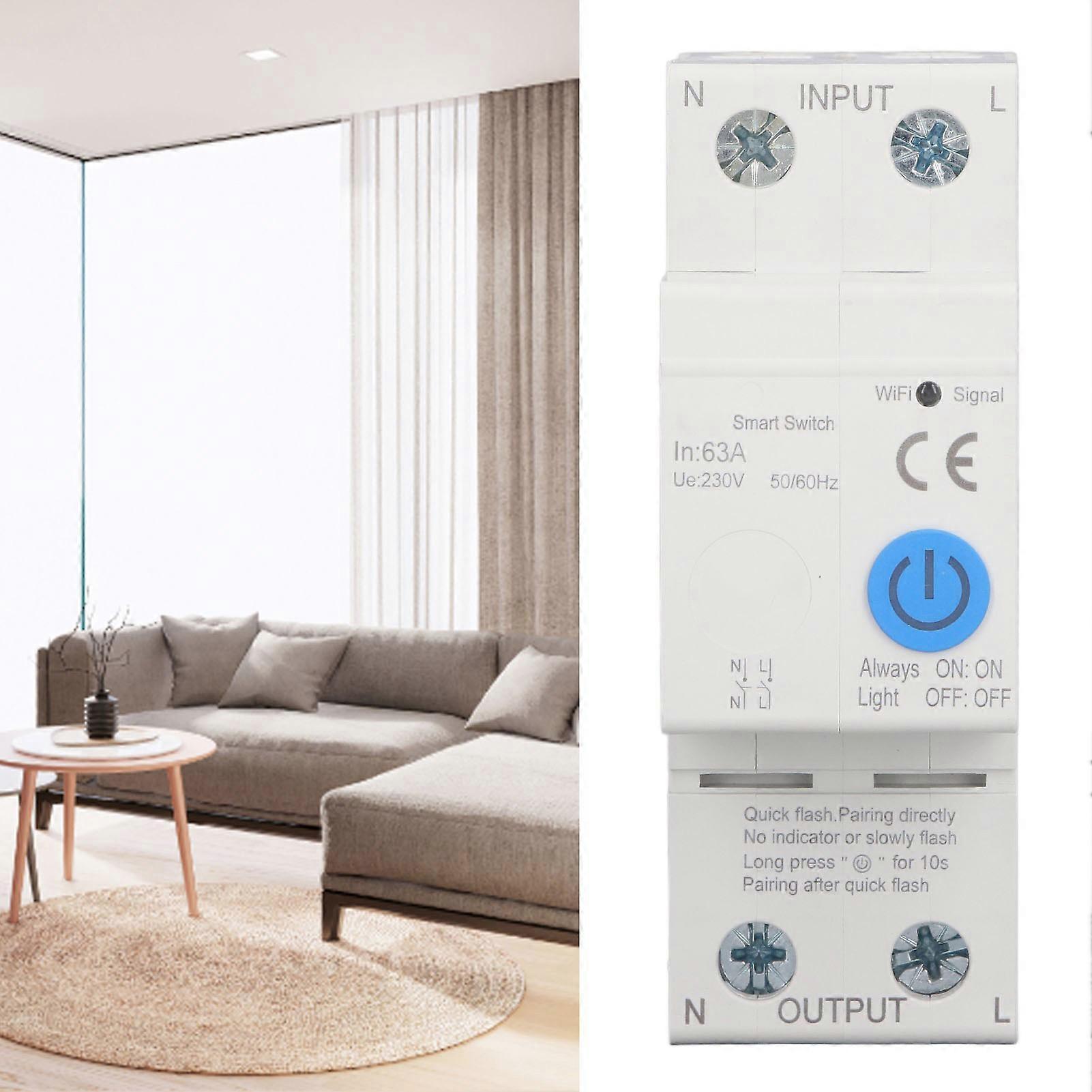 ZigBee 2P 63A Smart Circuit Breaker AC230V Remote Voice Control