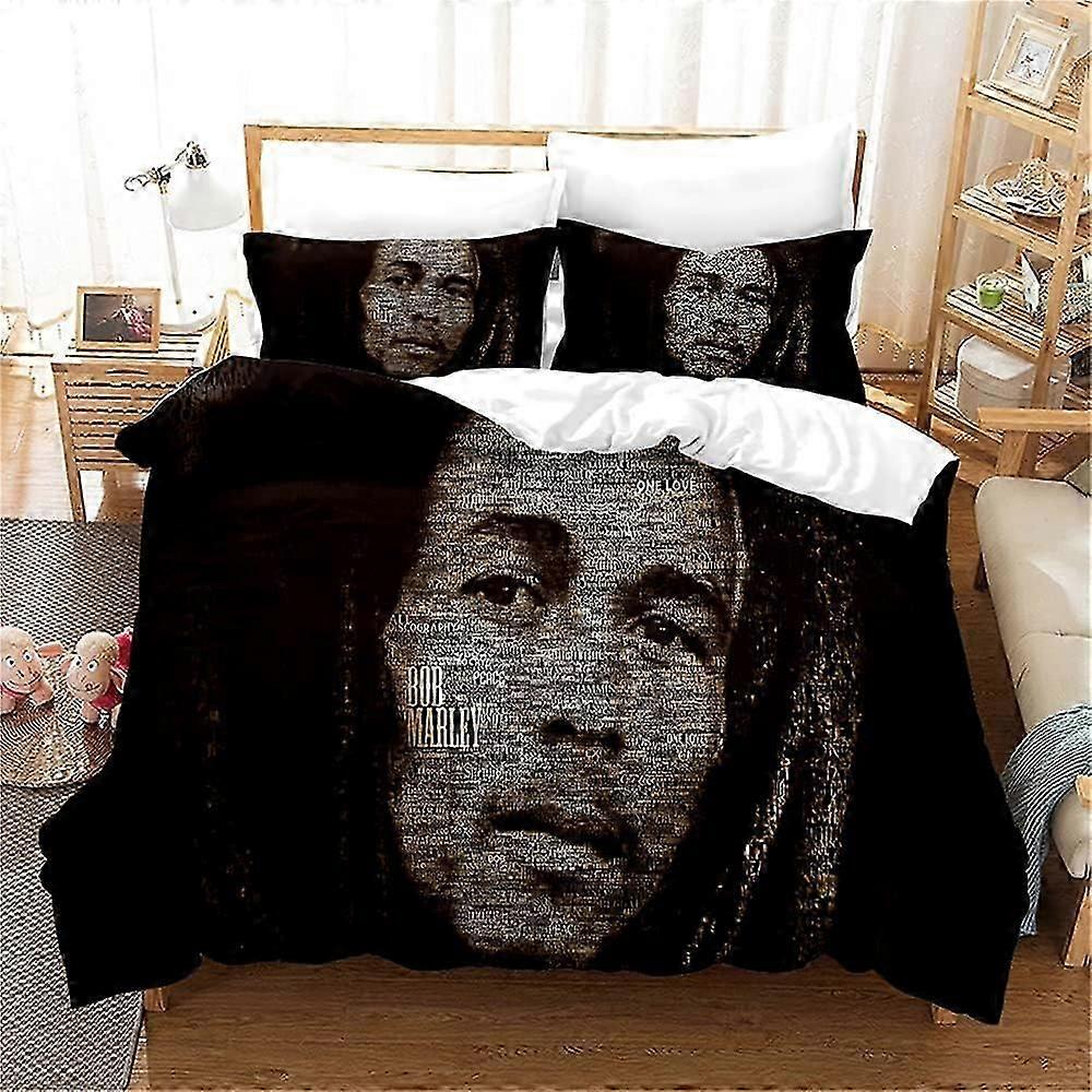 Conjunto de Roupa de Cama Bob Marley para Adolescentes e Adultos com 2 Fraschas e Capa de Edredom com Zíper. ,Bob Marley 03)