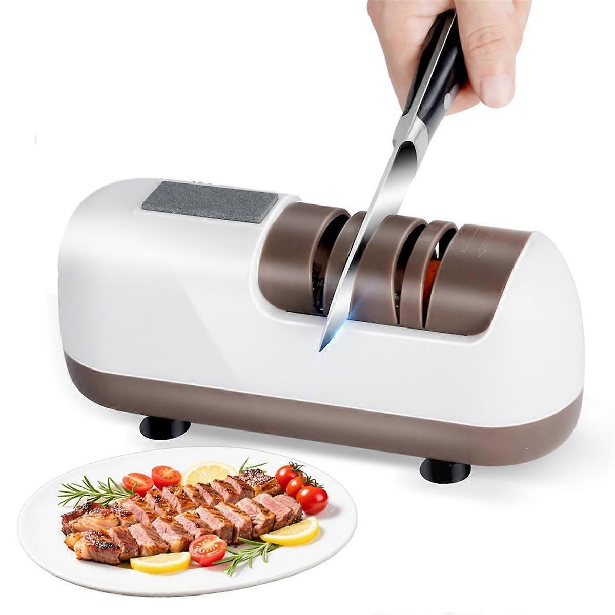 Electric Knife Sharpener, Cordless Professional 2Stage Sharpening Diamond with Suction Base Top Grinder Quick Sharpening