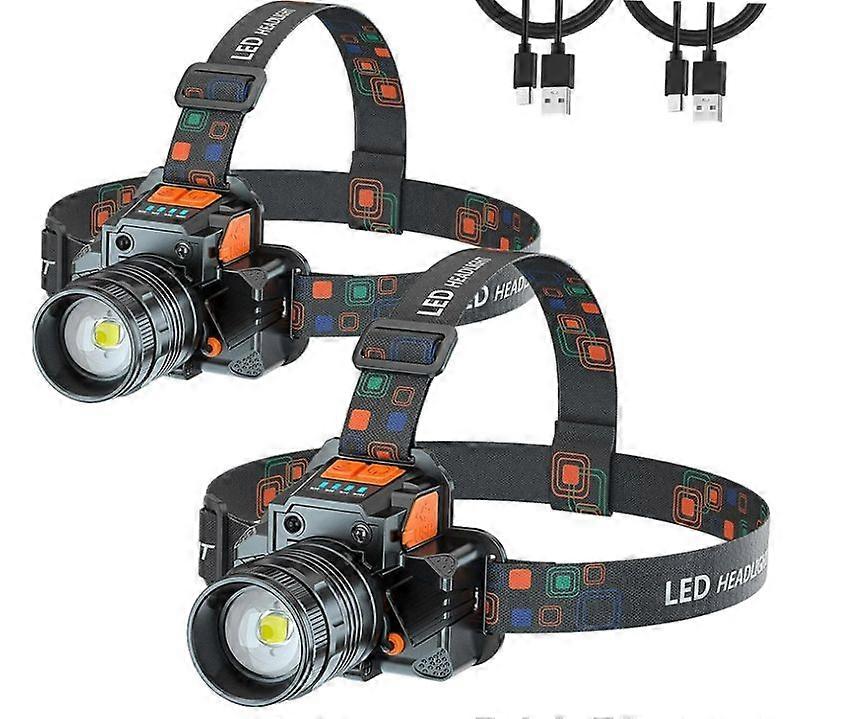 Rechargeable LED Headlamp Super Bright with Motion Sensor, 3 Modes, Zoomable, Waterproof Headlamp for Outdoor Hiking Camping Running Fishing(Black)