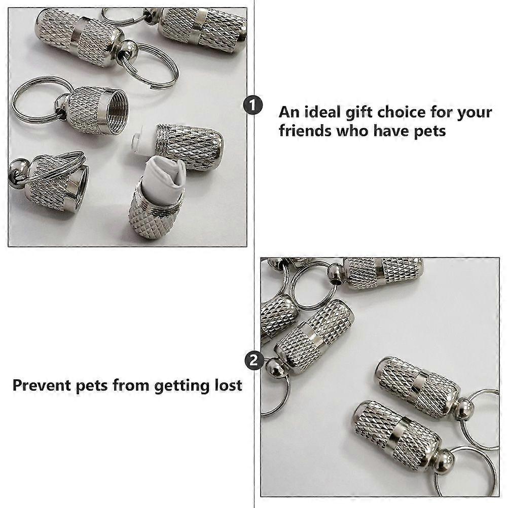 6 Pcs Pet Name Address Label Tag Storage Capsule Shape Collar Hanging Pendant