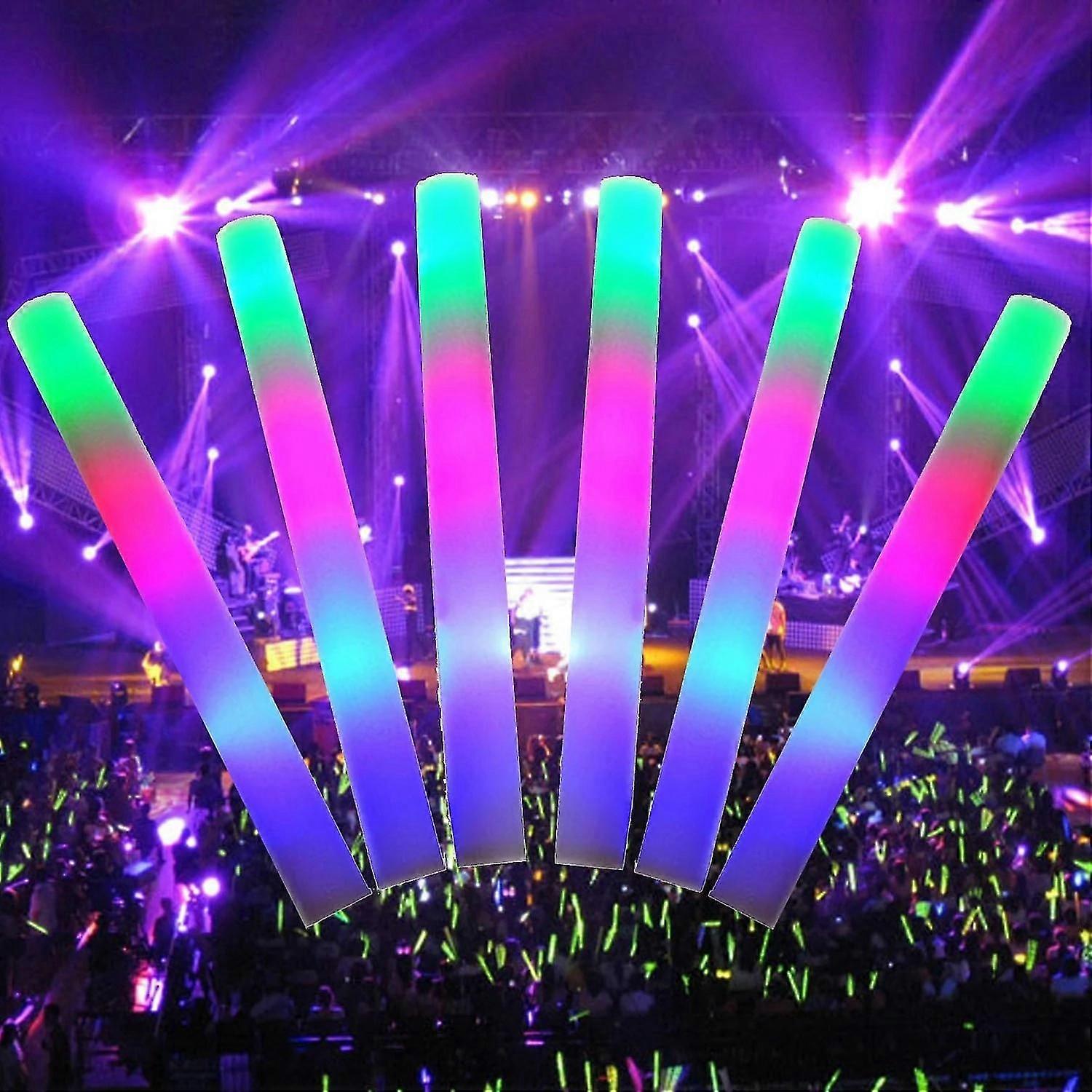 10 PCS Light-Up Led Colorful Foam Sticks Sponge Glow Sticks Batons Glow Wands Flashing Light Stick Party Cheer Supplies