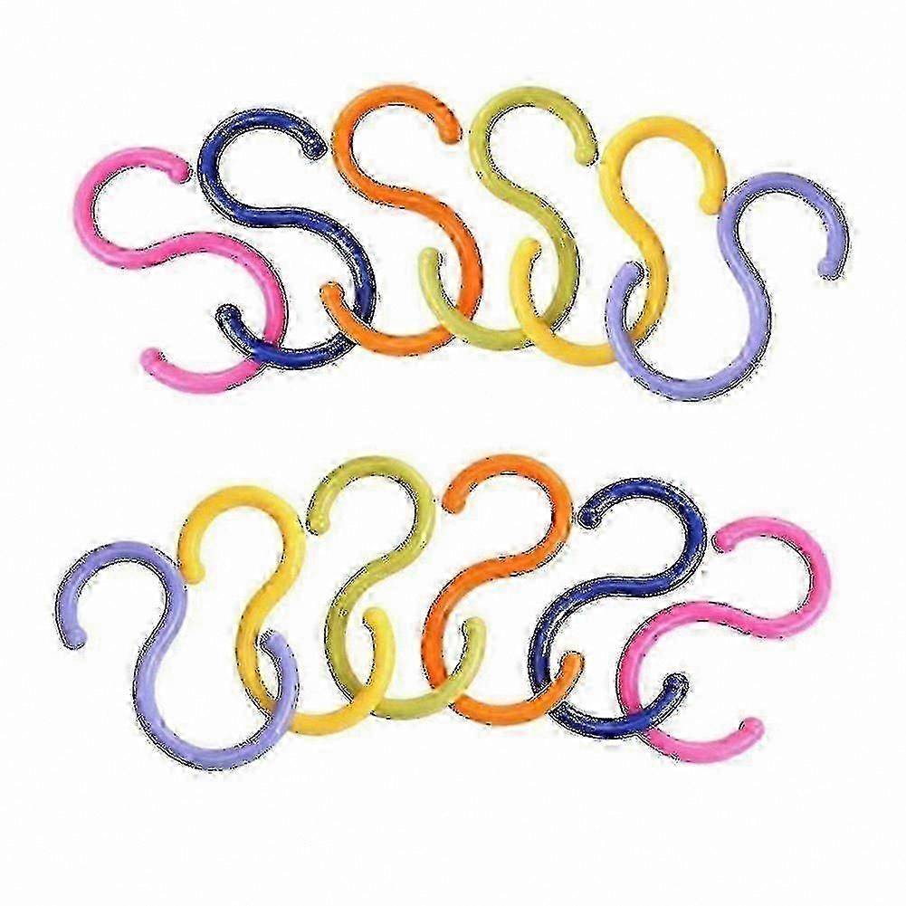 12-Pack Colourful S-Hook Set, Plastic Wall Hooks for Organising Home Storage Spaces
